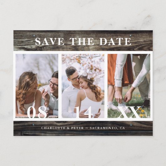 Barn Wood Wedding Save the Date Briefkaarten (Voorkant)
