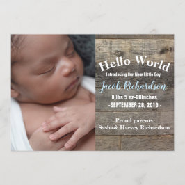 Barn Wood western land Baby Geboorteaankondiging Aankondiging