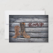 Barn Wood Westerne Cowboy bruiloft RSVP respons Kaartje (Voorkant)