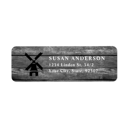 Barn Wood - Windmill Return Address Label (Voorkant)