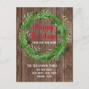 Barn Wood Winter Greenery Nieuwe Prettige feestdag Briefkaart
