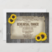 Barn Wood Zonnebloem Repetitie Diner Uitnodigingen (Voorkant)