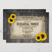 Barn Wood Zonnebloem Repetitie Diner Uitnodigingen (Voorkant / Achterkant)