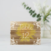 Barn Wood Zonnebloemen en kant Briefkaart (Staand voorkant)