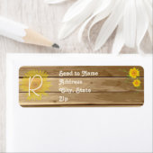 Barn Wood Zonnebloemen en kant Monogram Etiket (Insitu)