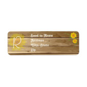 Barn Wood Zonnebloemen en kant Monogram Etiket (Voorkant)