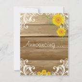 Barn Wood Zonnebloemen en Lace Verloving Aankondiging (Voorkant)