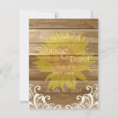 Barn Wood Zonnebloemen en  Lace Verloving Aankondiging (Achterkant)