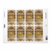 Barn Wood Zonnebloemen en  Lace Wine Label (Full Sheet)