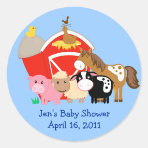 BARN YARD Baby shower of Verjaardagsgunst Stickers