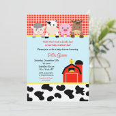 Barn yard Boerderij Barnyard Baby Shower Invitatio Kaart (Staand voorkant)
