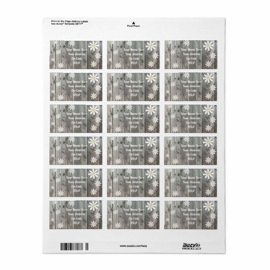 Barnboard Daisy Return Address Labels (Full Sheet)