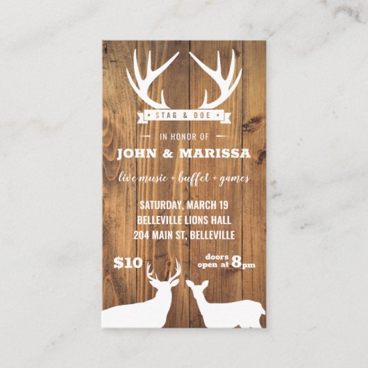Barnboard Stag en Doe Tickets YellowBrickStudio (Voorkant)