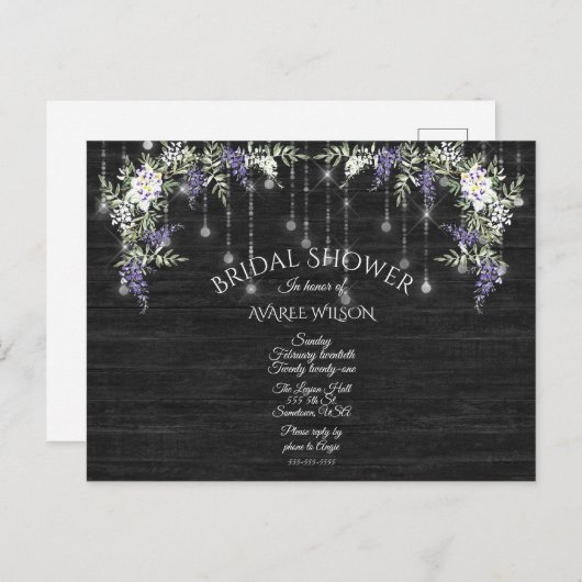 Barnbord slingerlichten Paarse Wisteria Bloem Briefkaart (Voorkant / Achterkant)