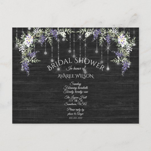 Barnbord slingerlichten Paarse Wisteria Bloem Briefkaart (Voorkant)