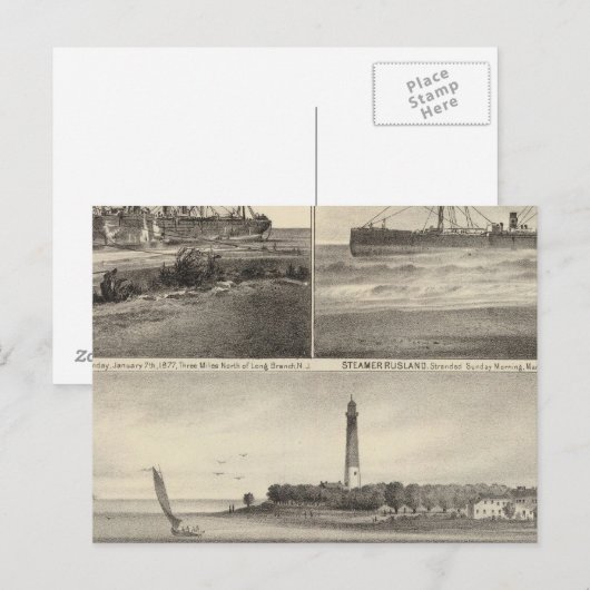 Barnegat Inlet Steamship Amerique Briefkaart (Voorkant / Achterkant)