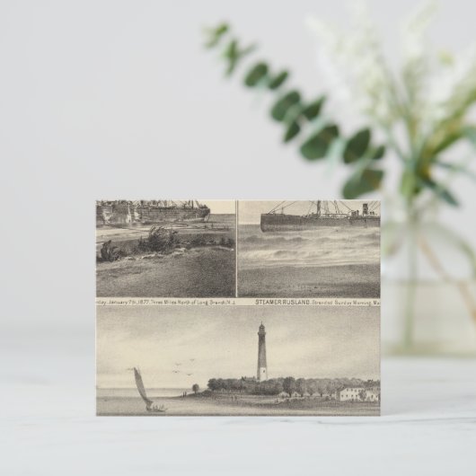 Barnegat Inlet Steamship Amerique Briefkaart (Staand voorkant)