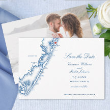 Barnegat Light NJ Huwelijkskaart Elegant Navyblauw