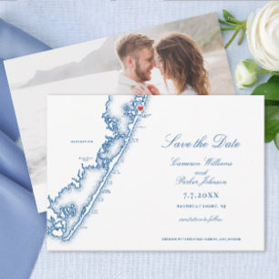 Barnegat Light NJ Huwelijkskaart Elegant Navyblauw Save The Date