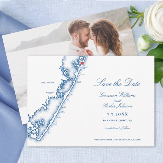 Barnegat Light NJ Map Elegant Navy Blue Wedding Save The Date