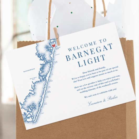 Barnegat Light NJ Navy Wedding Welcome Itinerary Bedankkaart
