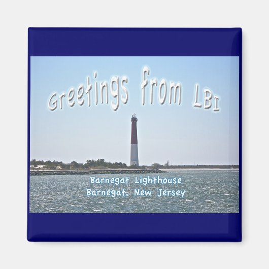 Barnegat Lighthouse LBI Greetings Magnet (Voorkant)