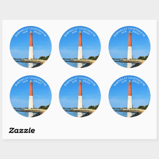 Barnegat Vuurtoren, New Jersey Ronde Stickers (Vel)