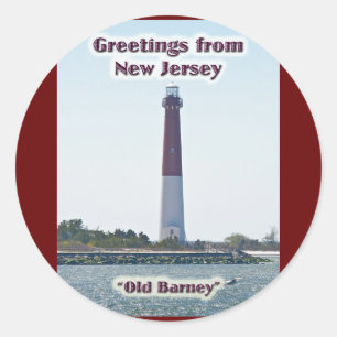 Barnegat Vuurtoren NJ Groeten New Jersey Ronde Sticker