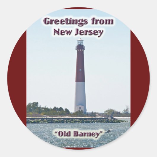 Barnegat Vuurtoren NJ Groeten New Jersey Ronde Sticker (Voorkant)