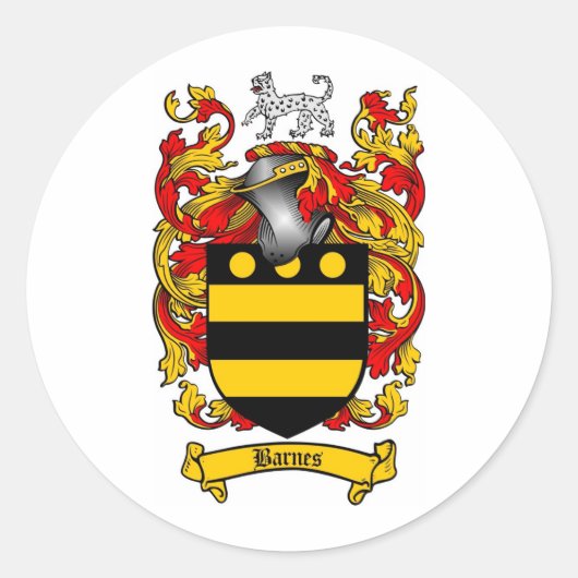 BARNES FAMILY CREST - BARNES WAPEN RONDE STICKER (Voorkant)