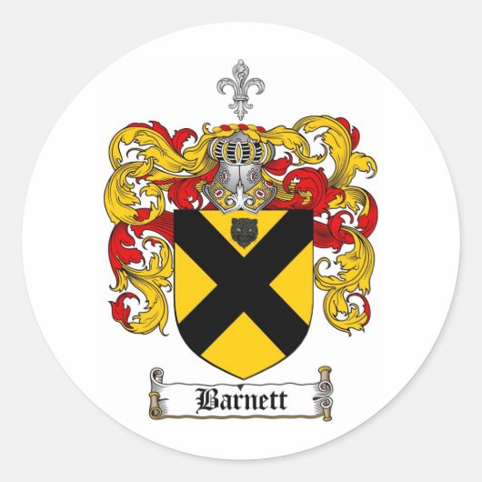 BARNETT FAMILIE CREST - BARNETT COAT VAN WAPENS RONDE STICKER (Voorkant)