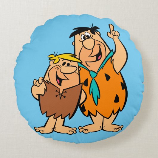 Barney Rubble en Fred Flintstone Rond Kussen (Voorkant)