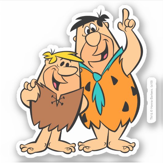 Barney Rubble en Fred Flintstone Sticker (Voorkant)