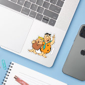 Barney Rubble en Fred Flintstone Sticker (Laptop met iPhone)