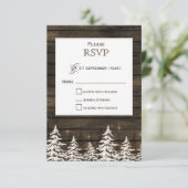 Barnhout Rustic Pine bomen, winterstandaard rsvp Kaartje (Staand voorkant)