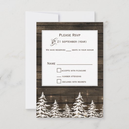 Barnhout Rustic Pine bomen, winterstandaard rsvp Kaartje (Voorkant)