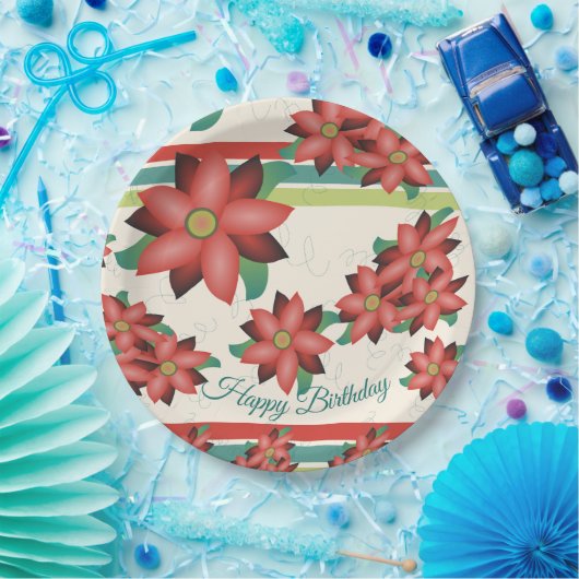 barnrood geflowereerd papier, gesterd op zaterdag papieren bordje (Feest)