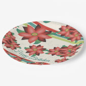 barnrood geflowereerd papier, gesterd op zaterdag papieren bordje (Gekanteld)