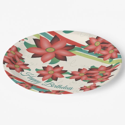 barnrood geflowereerd papier, gesterd op zaterdag papieren bordje (Gekanteld)