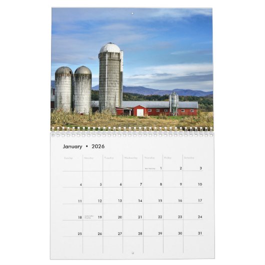 Barns in Vermont Kalender (Jan 2026)