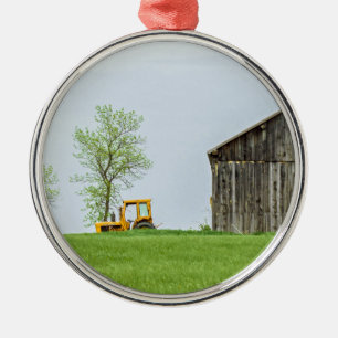 Barnscène met trekker metalen ornament