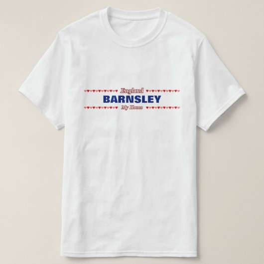 BARNSLEY - Mijn thuis - Engeland; Rode en roze har T-shirt (Design voorkant)