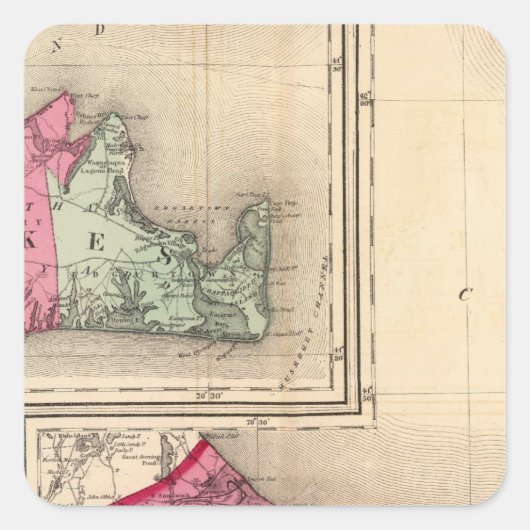 Barnstable, Dukes, provincie Nantucket Vierkante Sticker (Voorkant)