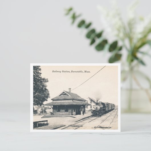 Barnstable MA, Railroad Station,  Briefkaart (Staand voorkant)