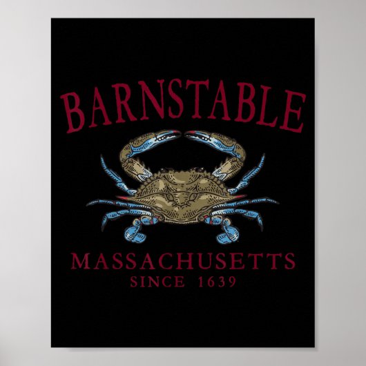 Barnstable Massachusetts Krab Town Sinds 1639 Poster (Voorkant)