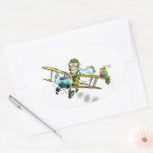 Barnstormer Bob en Bird Ovale Sticker (Envelop)