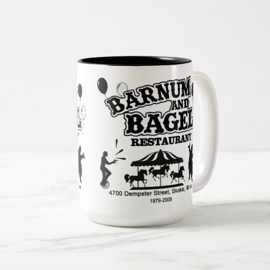 Barnum and Bagel Restaurant, Skokie, Illinois Tweekleurige Koffiemok (Voorkant rechts)