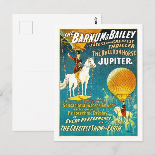 Barnum & Bailey Circus Ad - Ballonpaard Briefkaart (Voorkant / Achterkant)