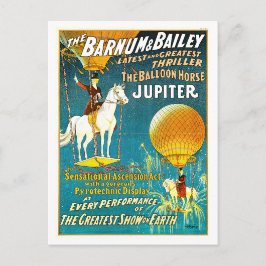 Barnum & Bailey Circus Ad - Ballonpaard Briefkaart (Voorkant)