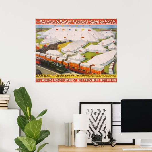 Barnum & Bailey Circus Tents with Train Poster (Thuiskantoor)